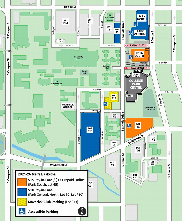 UTA Men's Basketball Parking Map