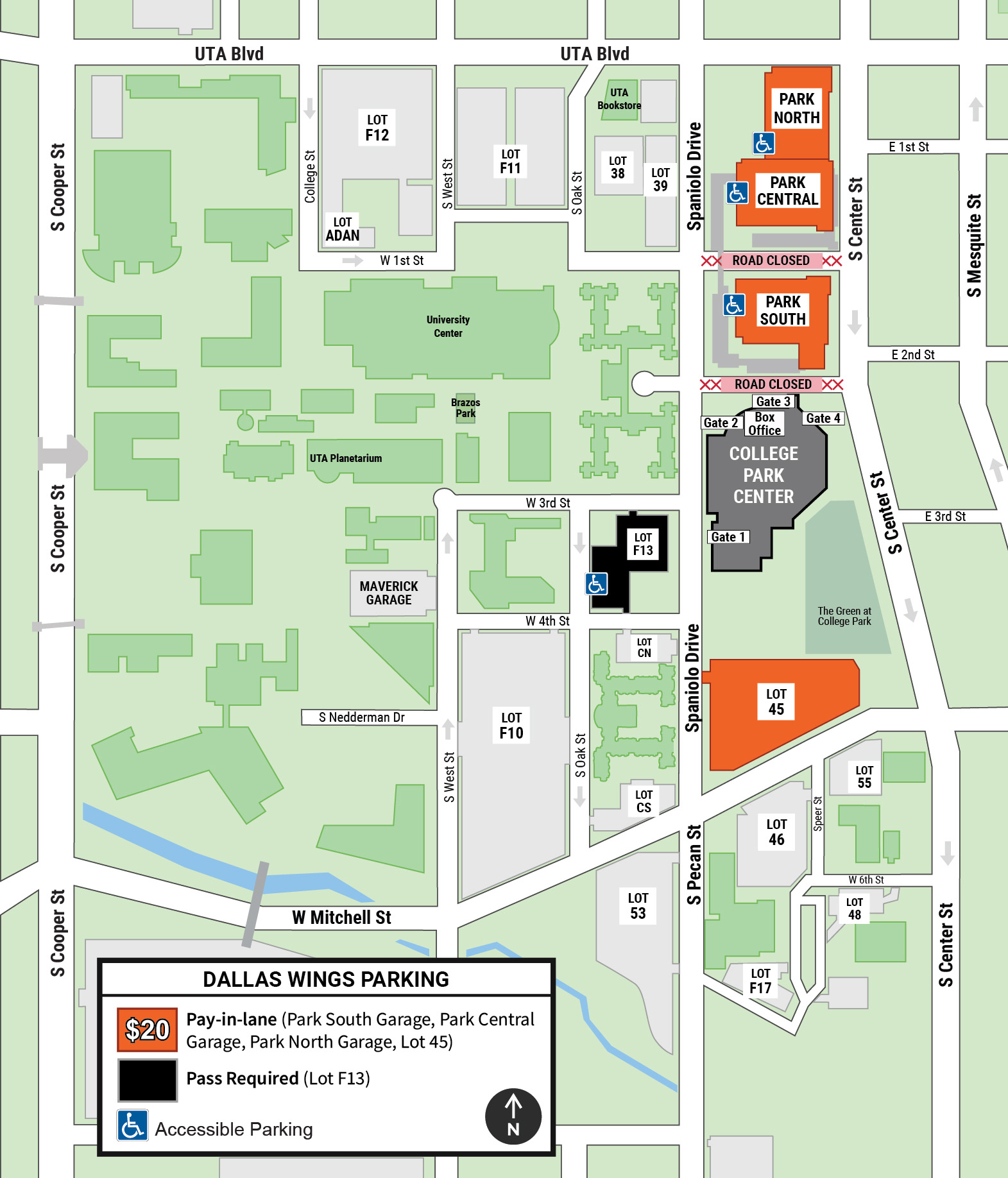 Dallas Wings Parking Map