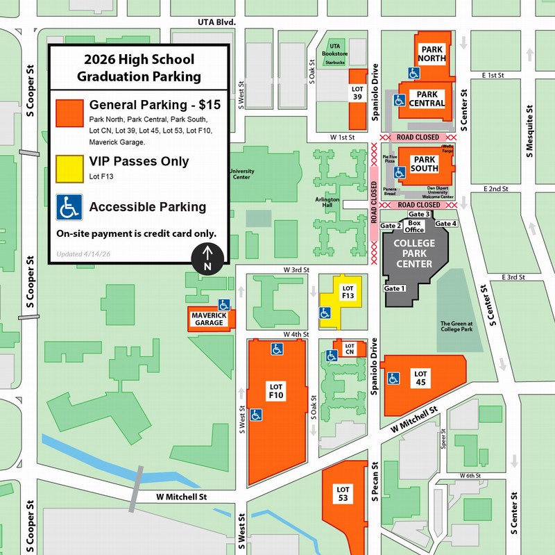 Parking Map High School Graduations. Parking is $15.