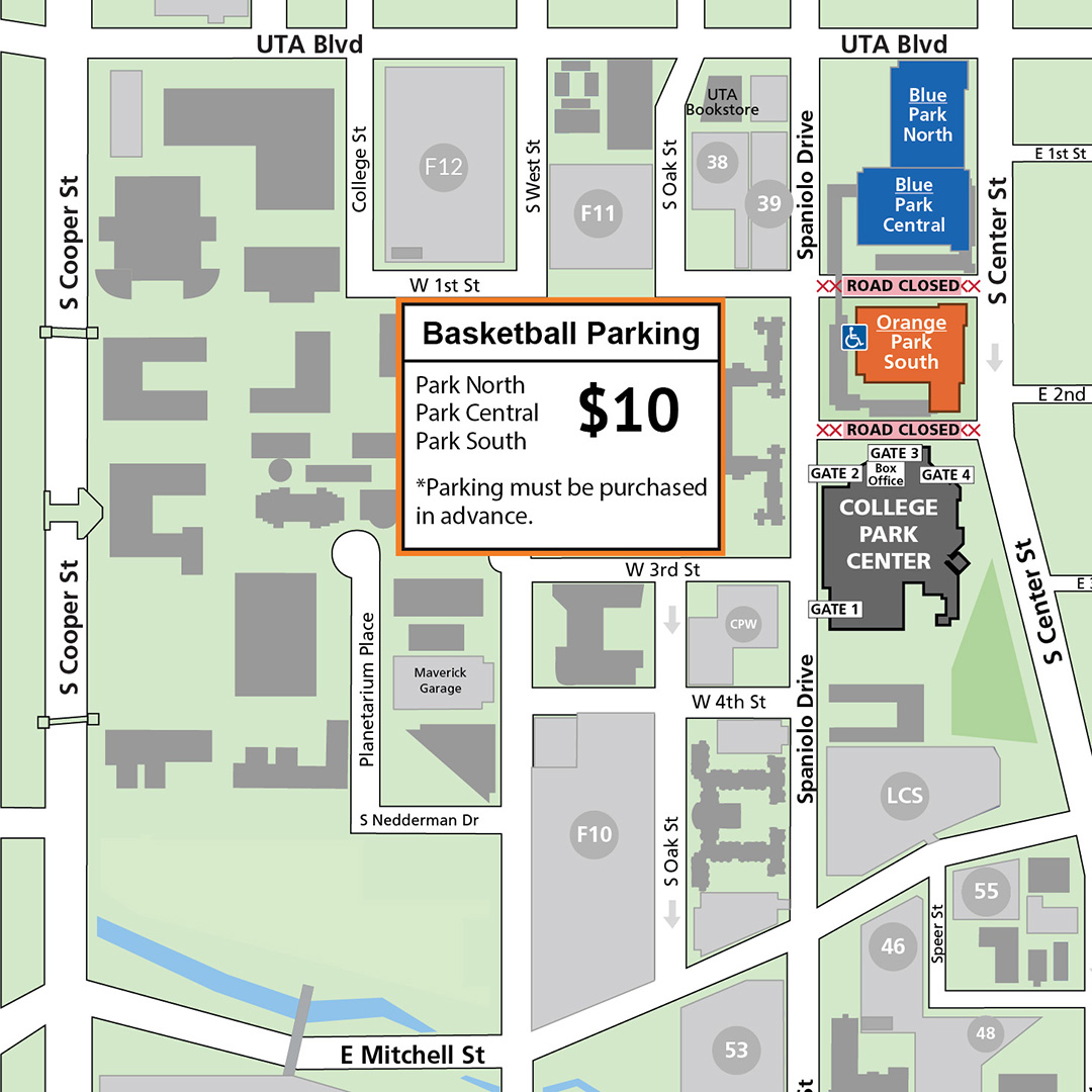 UTA Men's Basketball Parking Info, Clear Bag Policy, and Prohibited