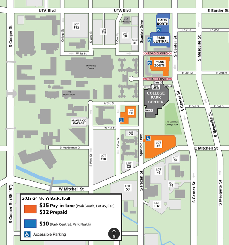 UTA Men's Basketball Parking Map