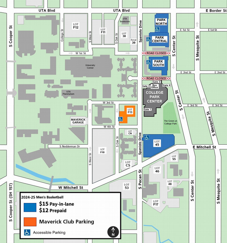 UTA Men's Basketball Parking Map